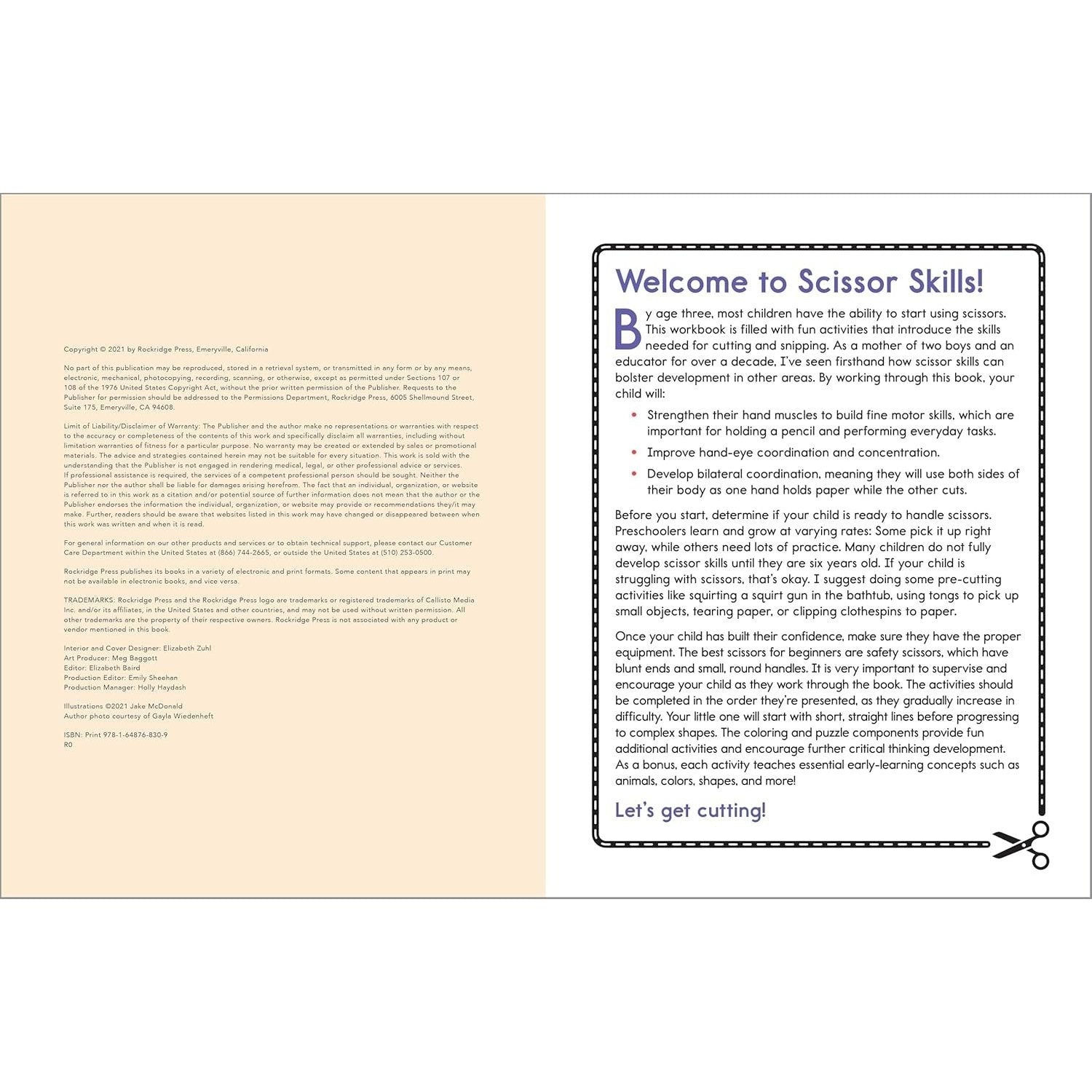 My First Scissor Skills Workbook: Cut-And-Paste Activities to Build Hand-Eye Coordination and Fine Motor Skills (My First Preschool Skills Workbooks)