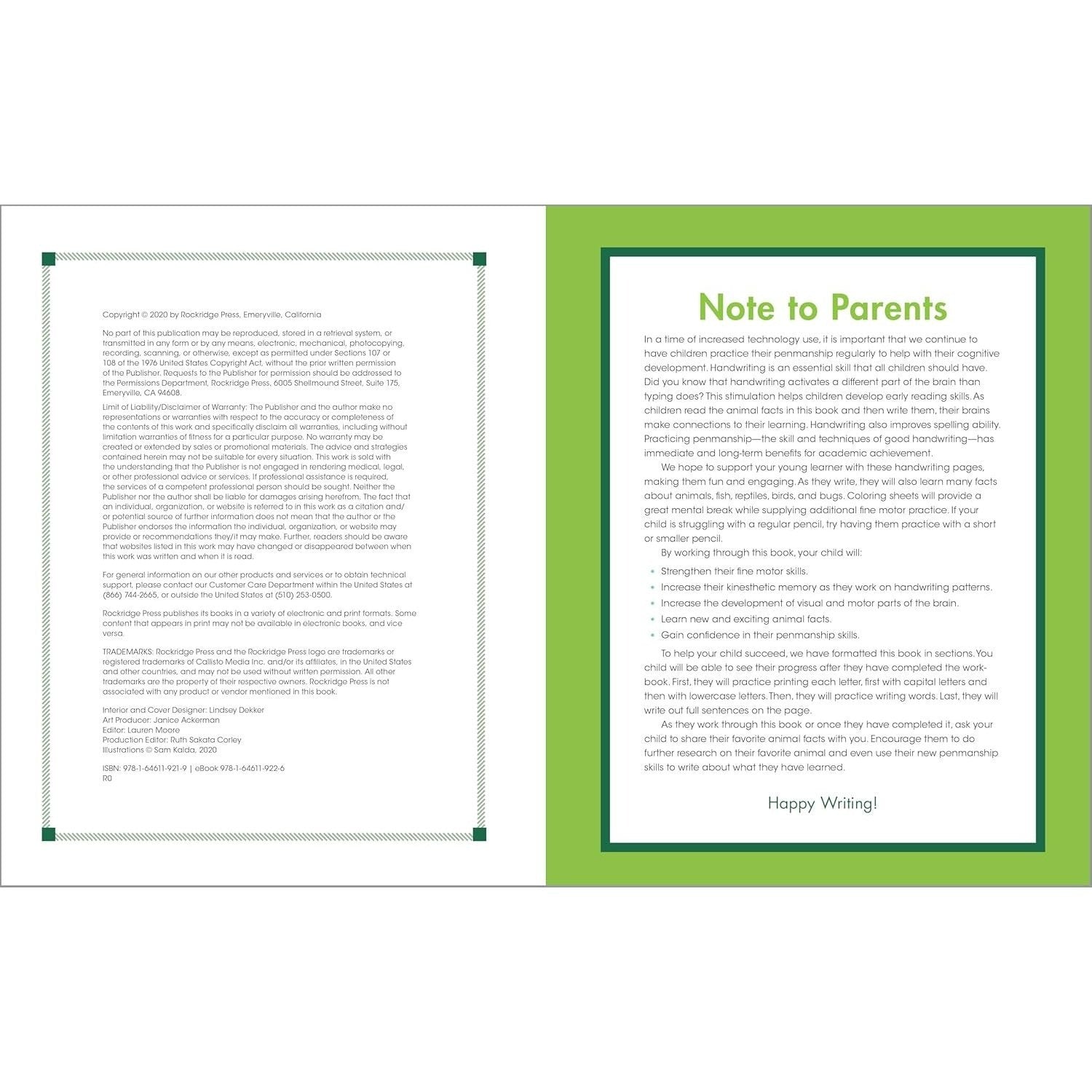 The Print Penmanship Workbook for Kids: Improve Your Handwriting with Fun Animal Facts