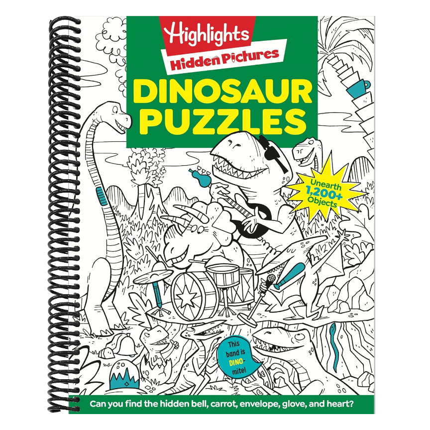 Dinosaur Puzzles: Roaring Fun Hidden Pictures Puzzles with T-Rex, Fossils and More for Kids Ages 6-12, Over 1,900 Hidden Objects for the Ultimate Dino (Spiral Bound)