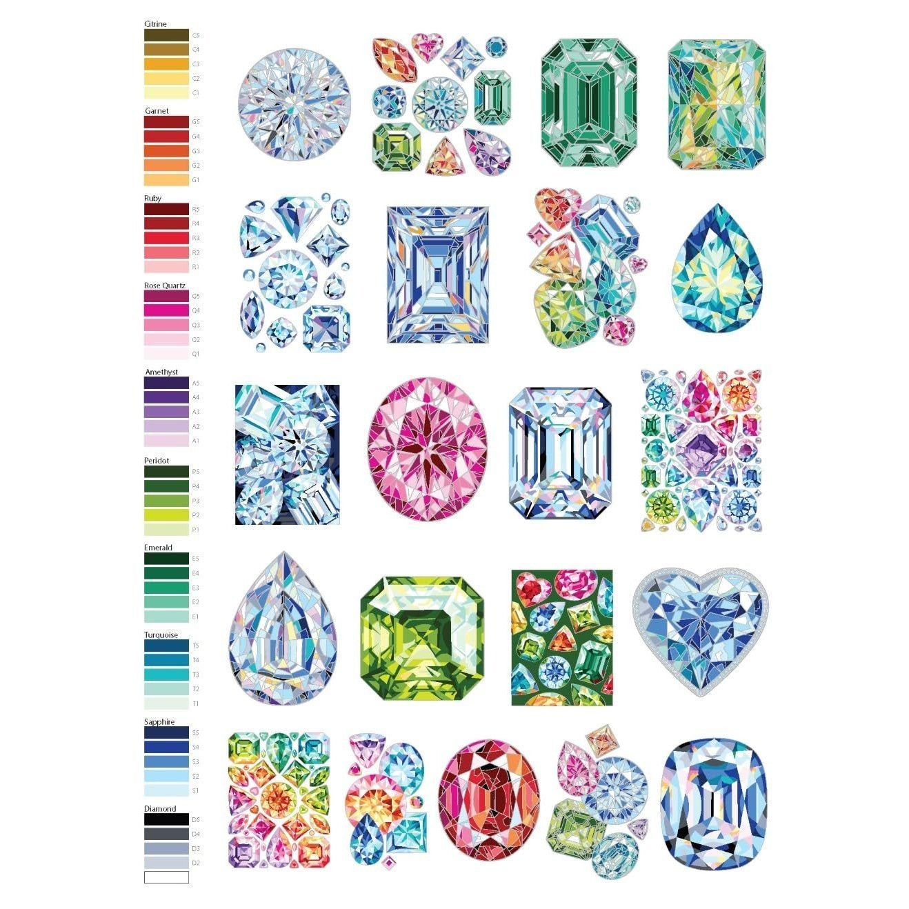 Creative Haven Gemstones Color by Number
