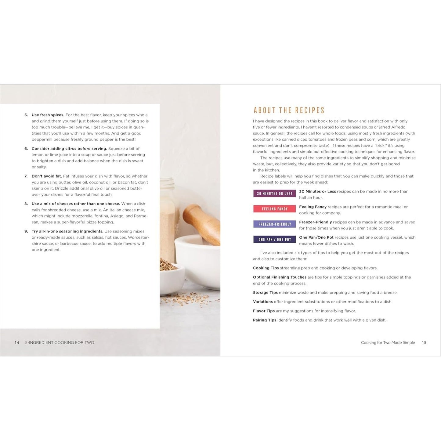 5-Ingredient Cooking for Two: 100+ Recipes Portioned for Pairs (Spiral Bound)