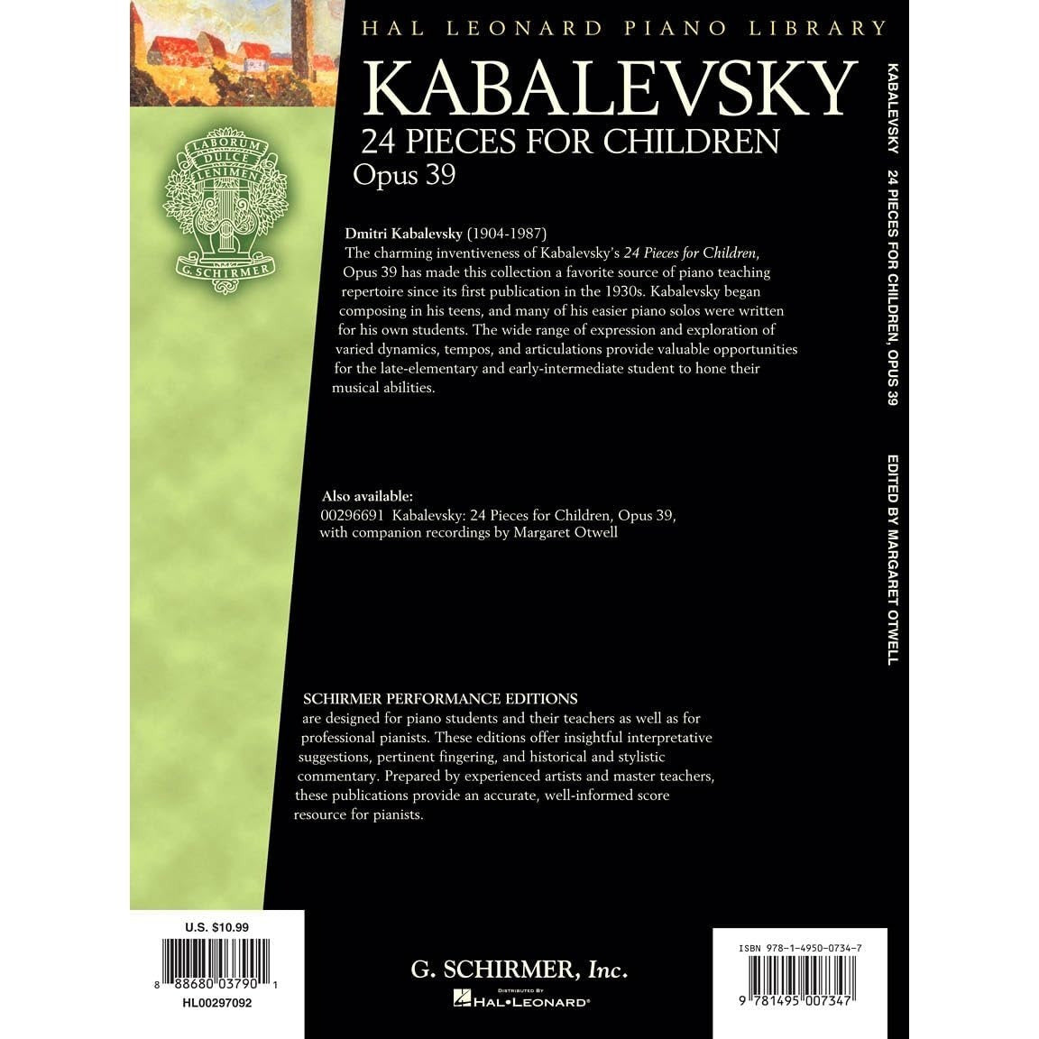 Kabalevsky 24 Pieces for Children, Opus 39 Piano Sheet Music for Late-Elementary and Early-Intermediate Players G. Schirmer Music Book for Students an