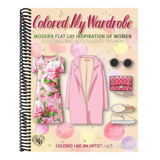 Colored My Wardrobe, Modern Flat Lay Inspiration of Women Clothing and Accessories Fashion: Color liked an artist coloring book series, 25 pictures