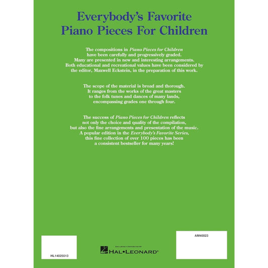 Piano Pieces for Children (Everybody's Favorite Series, No. 3) - Beginner Piano Book for Kids with 100 Compositions - Popular Piano Sheet Music