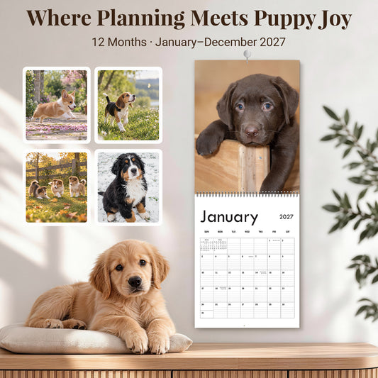 MUKAWA 2027 Dog Wall Calendar, 12 Months of Cute Puppy Scenes