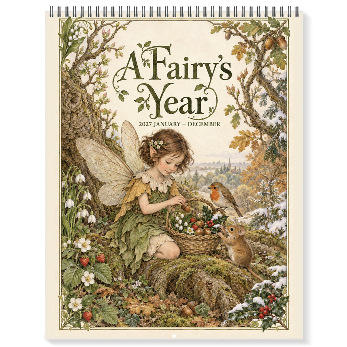 MUKAWA 2027 Wall Calendar, 12 Months of Woodland Fairy Views 11.5" × 14.7"