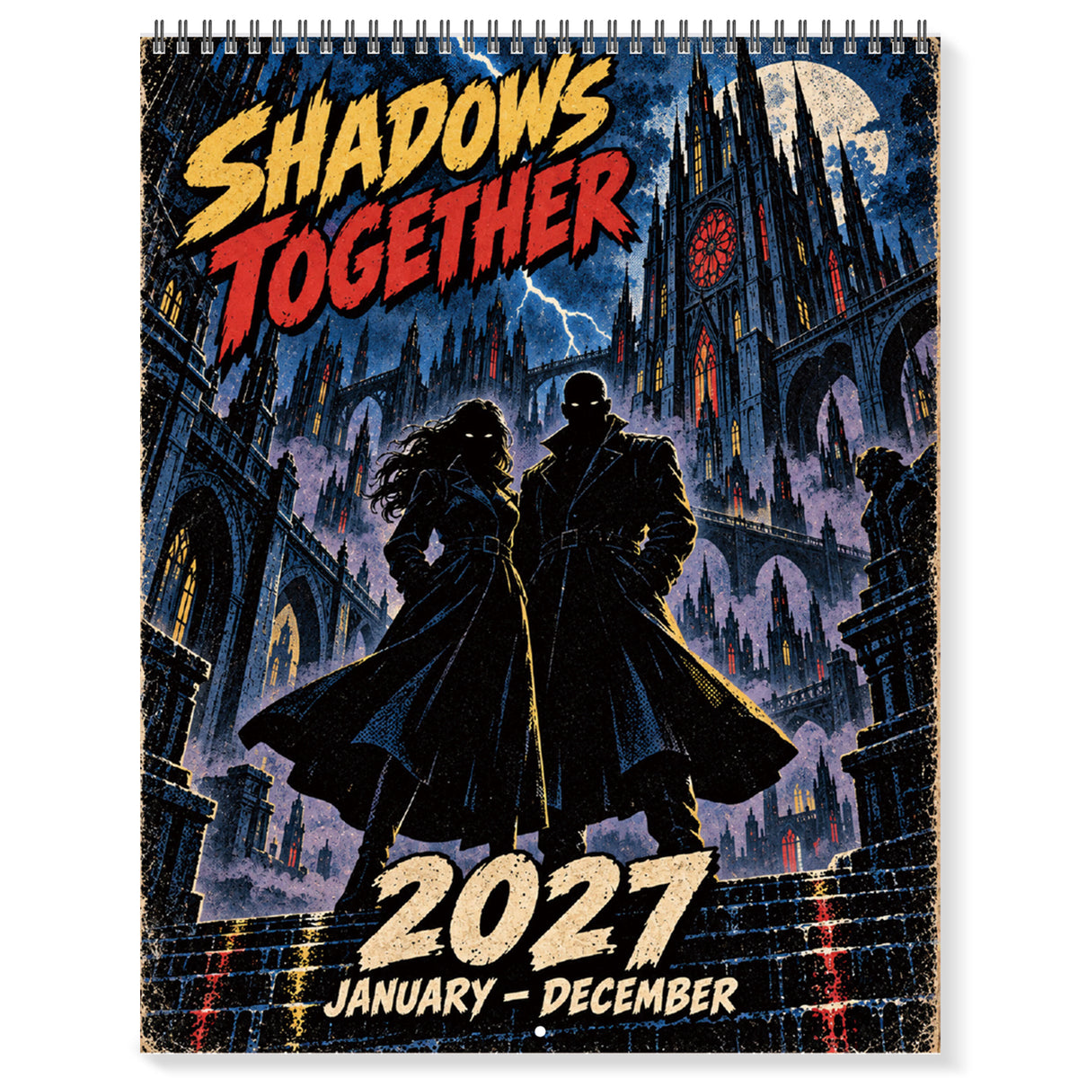 MUKAWA 2027 Comic Art Wall Calendar, 12 Gothic City Illustrations