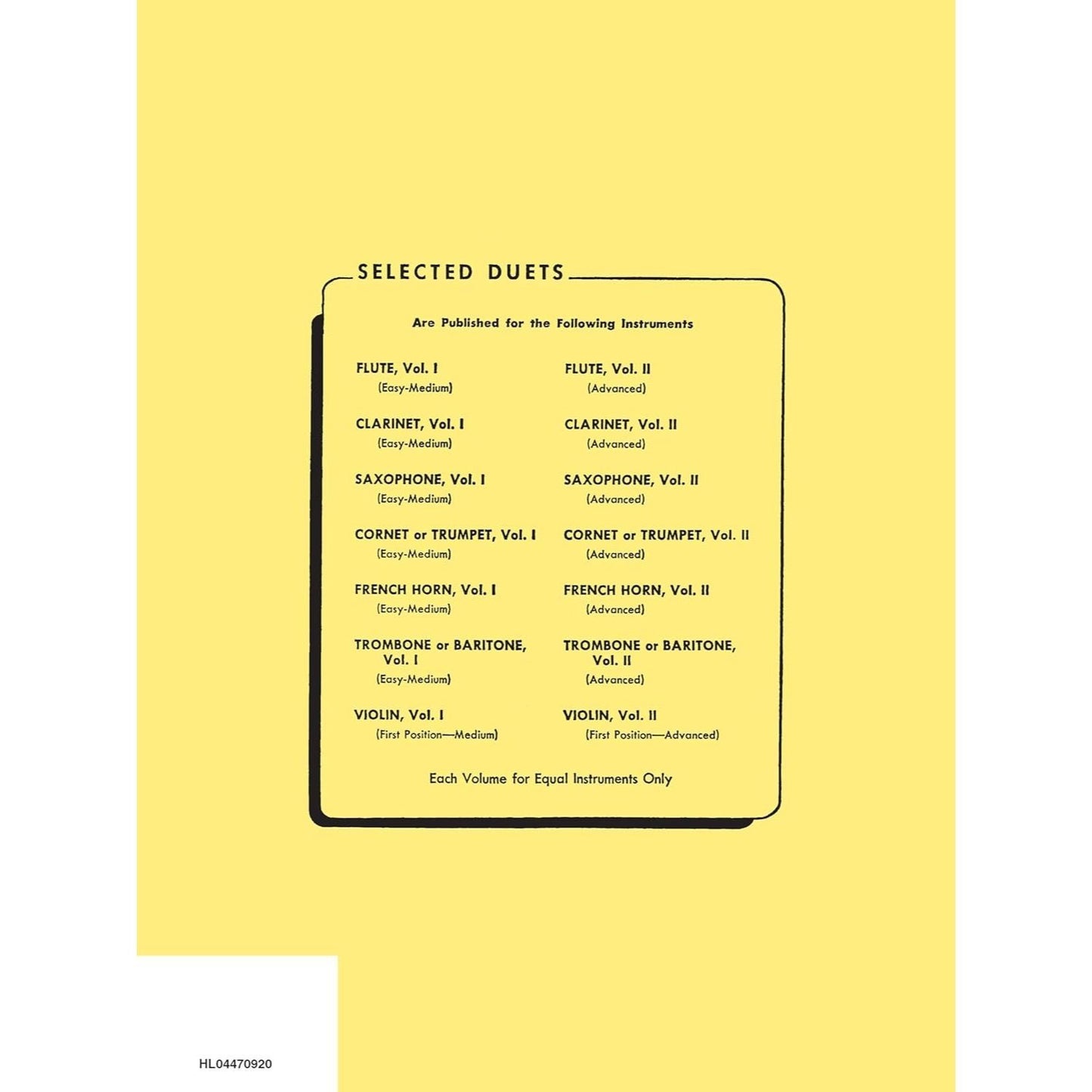 Selected Duets for Flute: Volume 1 - Easy to Medium (Rubank Educational Library 177) - Flute Music