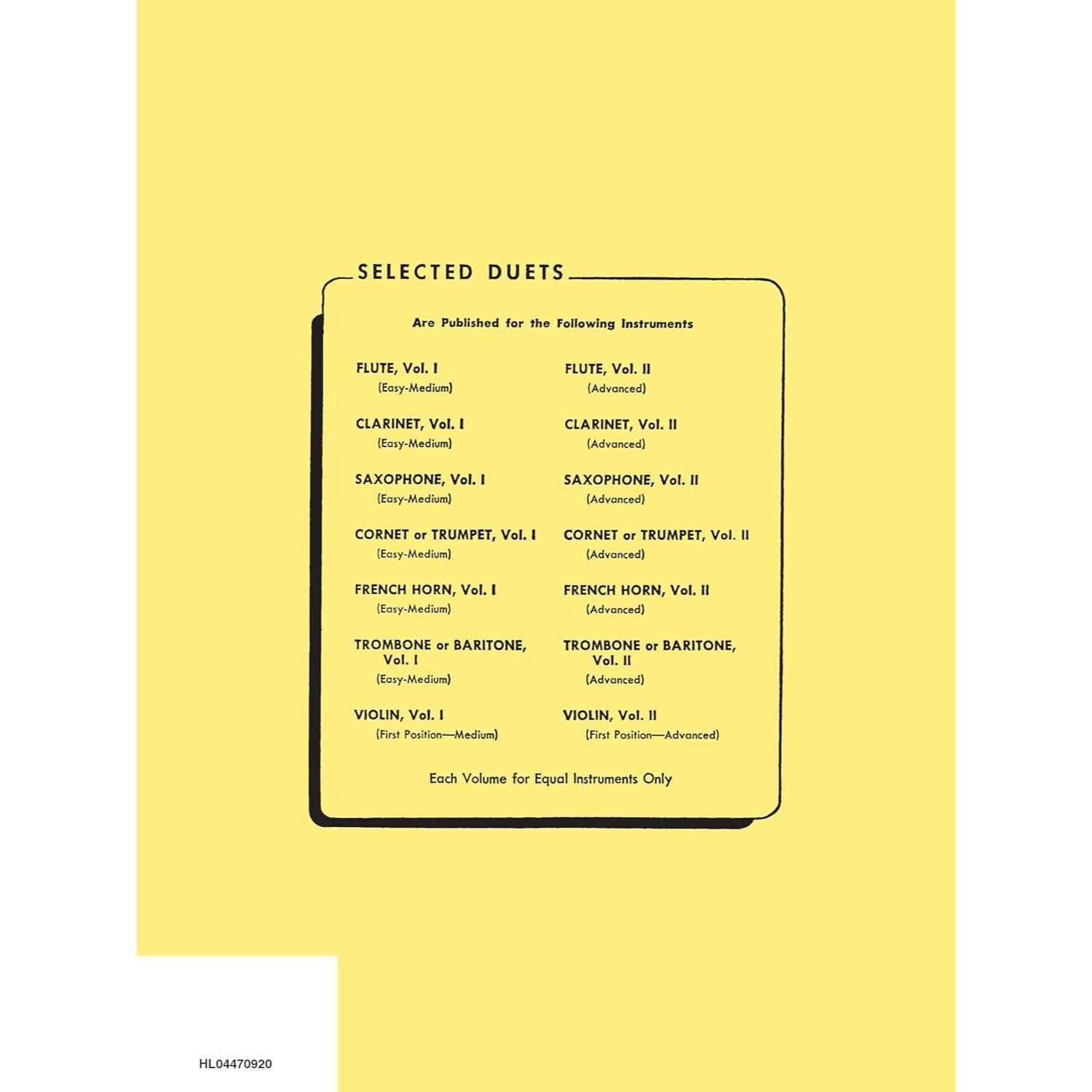 Selected Duets for Flute: Volume 1 - Easy to Medium (Rubank Educational Library 177) - Flute Music