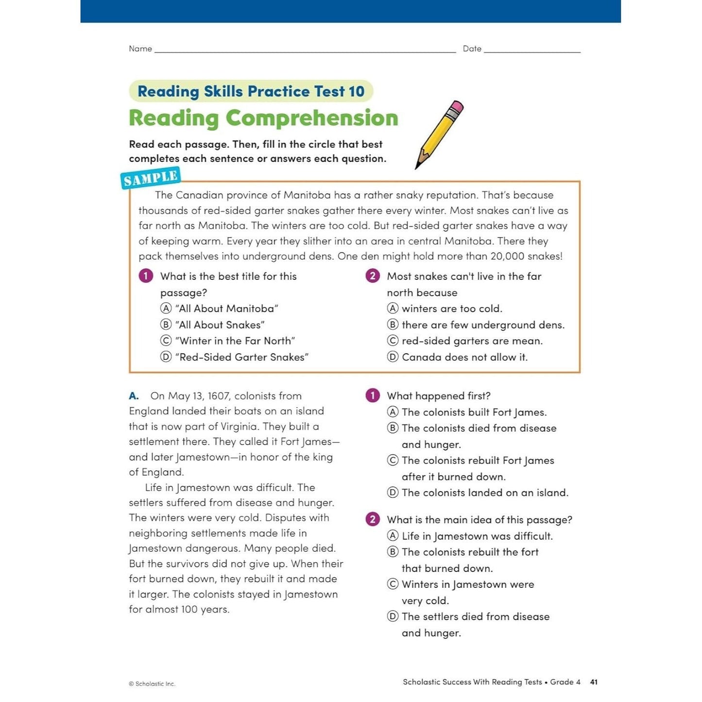 Scholastic Success with Reading Tests Grade 4 Workbook (Spiral Bound)