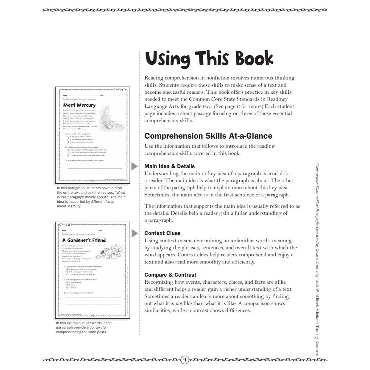 Comprehension Skills: 40 Short Passages for Close Reading: Grade 2