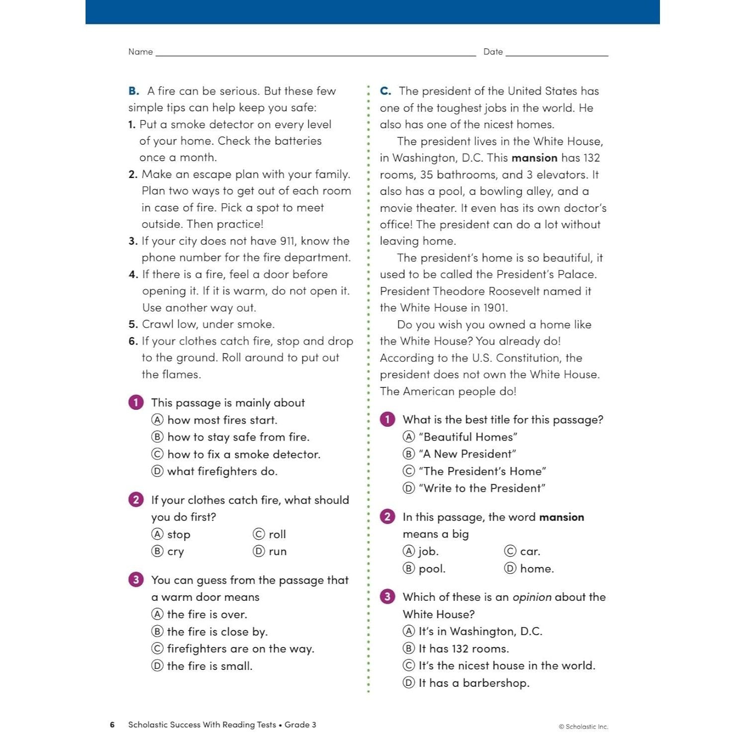 Scholastic Success with Reading Tests Grade 3 Workbook (Spiral Bound)