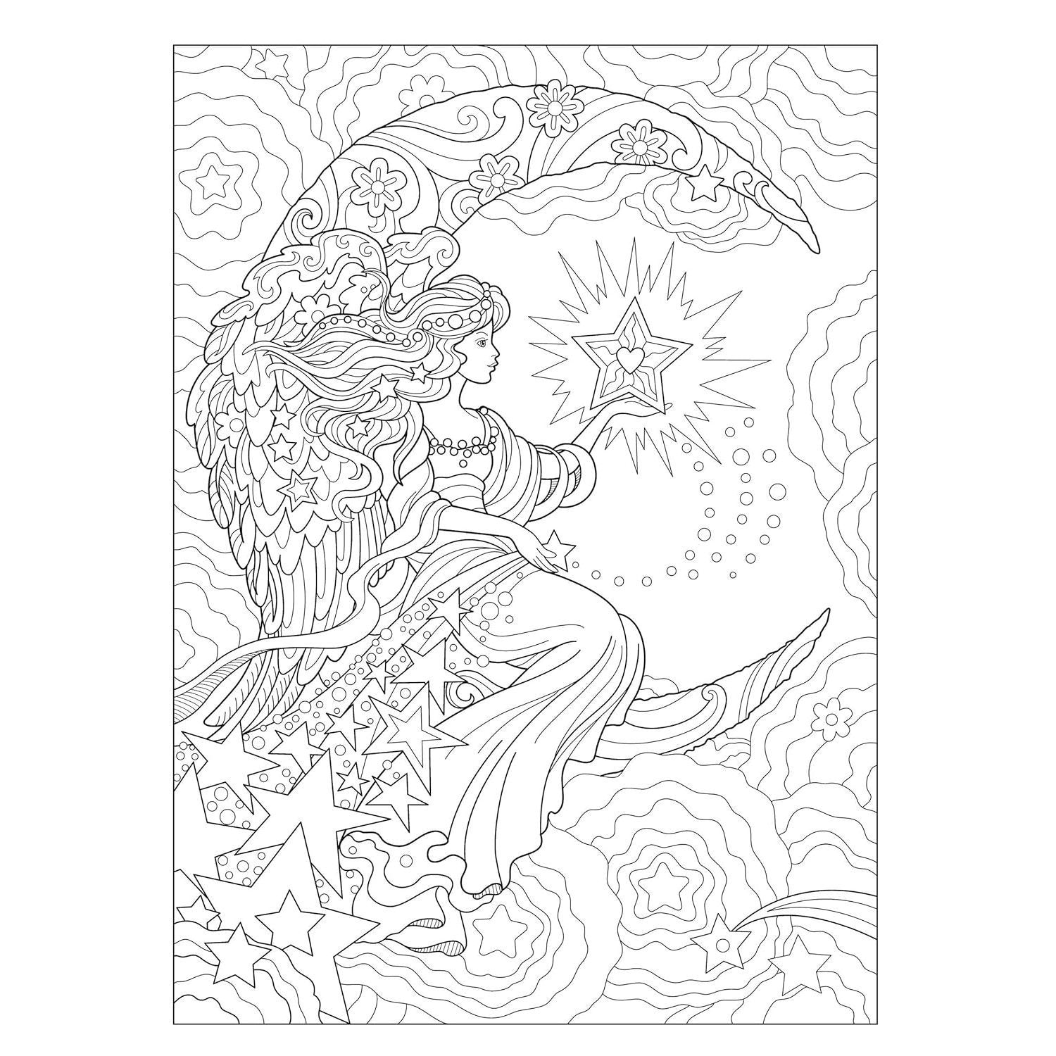 Creative Haven Beautiful Angels Coloring Book