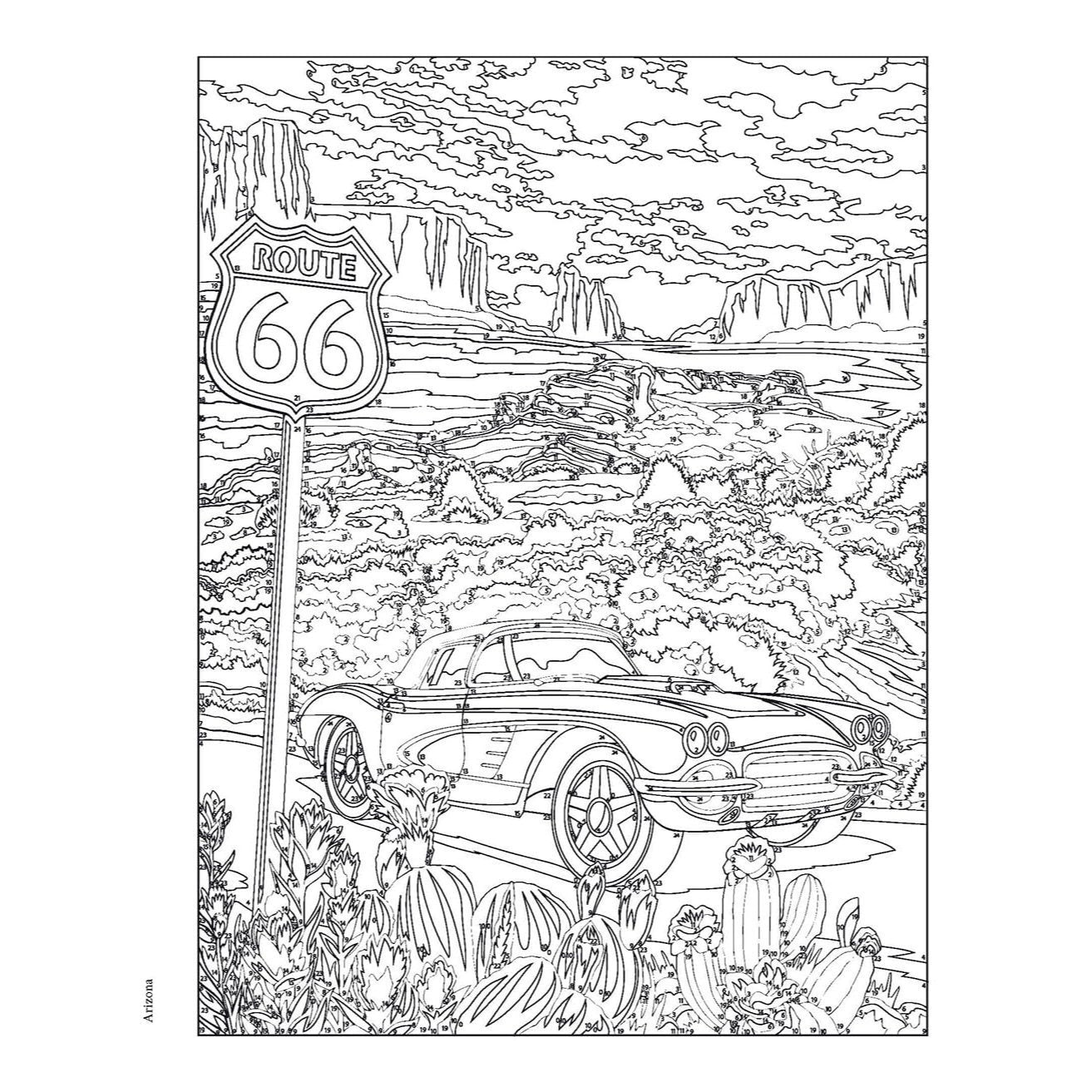 Creative Haven Road Trip USA Color by Number (Adult Coloring Books: USA) (Spiral Bound)