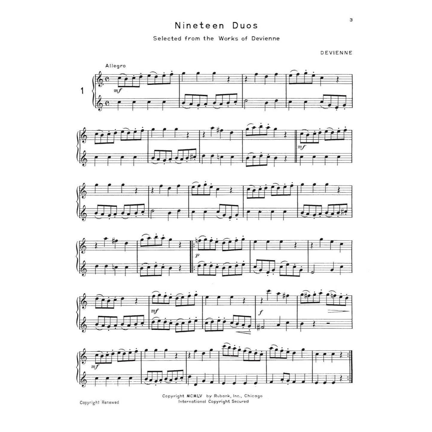 Selected Duets for Flute: Volume 1 - Easy to Medium (Rubank Educational Library 177) - Flute Music