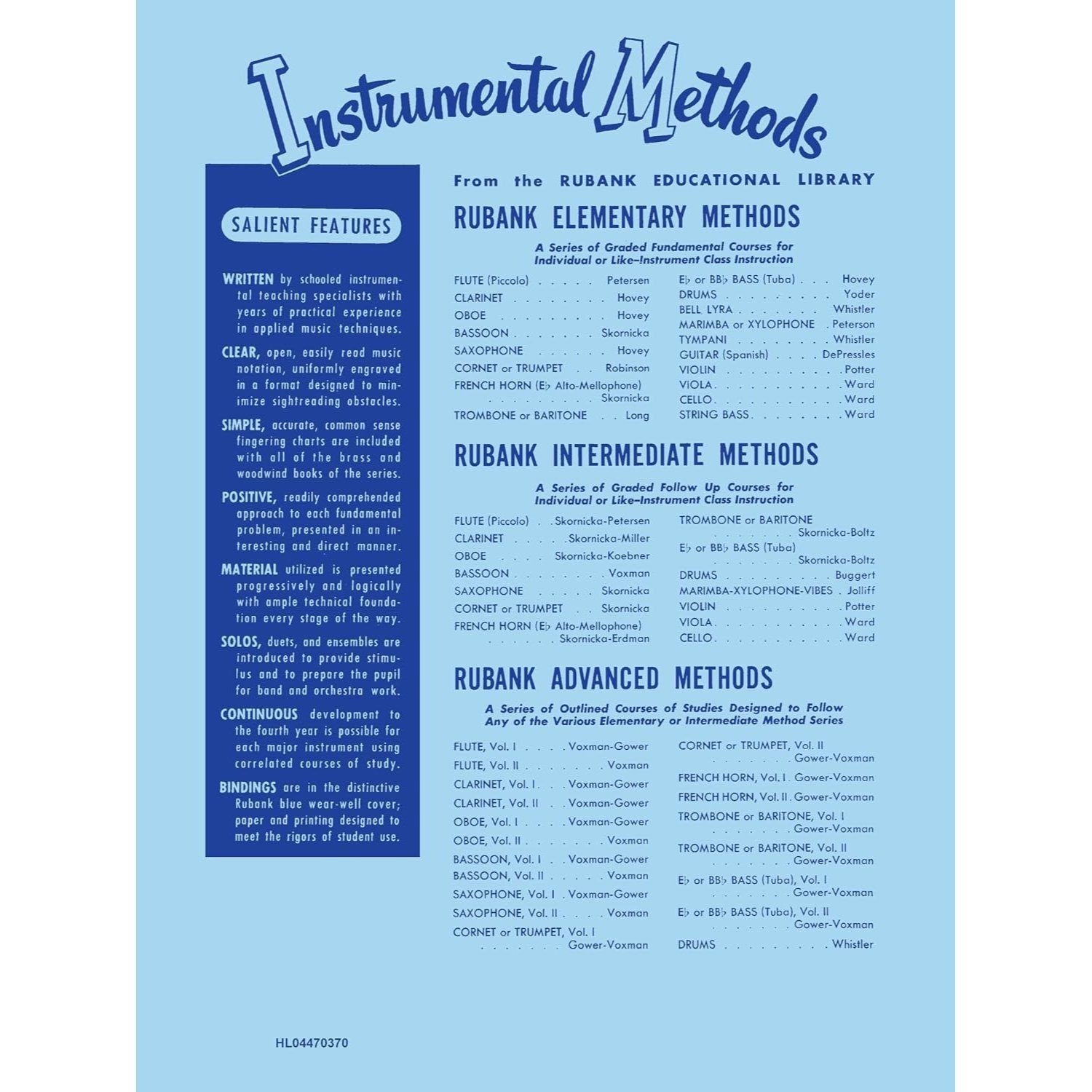 Rubank Advanced Method - Saxophone Vol. 1 (Rubank Educational Library 93) - Saxophone Music Book F