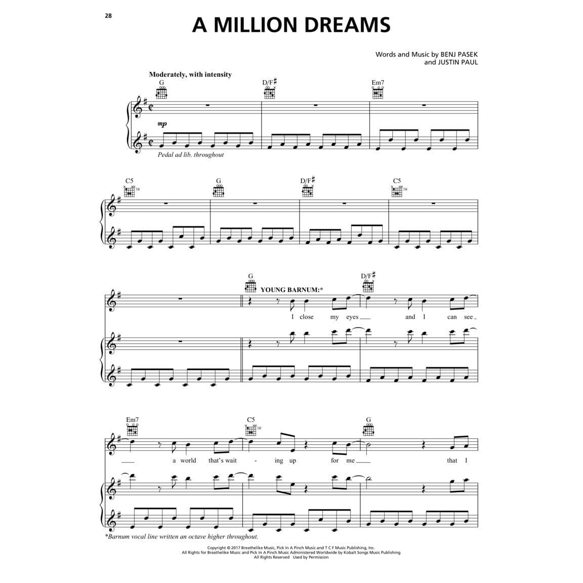 The Greatest Showman Music from the Motion Picture Soundtrack Piano/Vocal/Guitar Songbook Official Sheet Music from the Motion Picture Soundtrack (Spiral Bound)