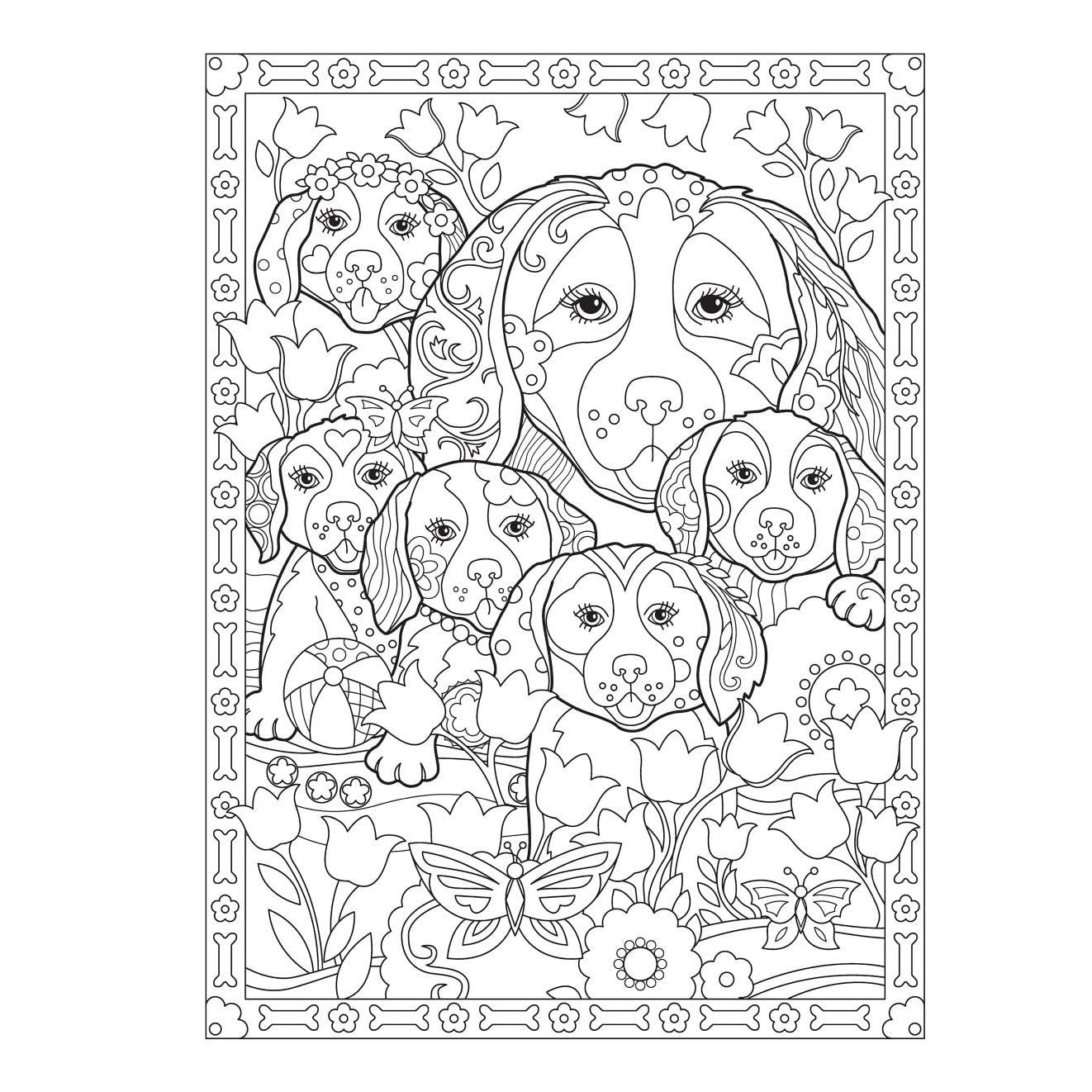Creative Haven Playful Puppies Coloring Book