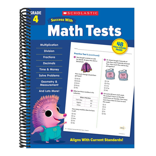 Scholastic Success with Math Tests Grade 4 Workbook (Spiral Bound)