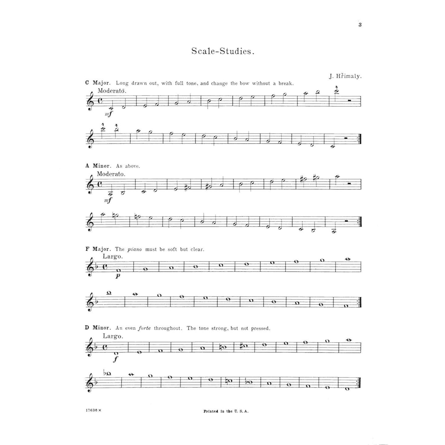 Hrimaly - Scale Studies for Violin- Schirmer Library of Classics Volume 842 by Johann (Jan) Hrimaly (Spiral Bound)