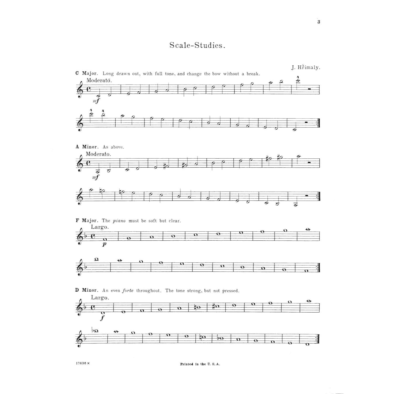Hrimaly - Scale Studies for Violin- Schirmer Library of Classics Volume 842 by Johann (Jan) Hrimaly (Spiral Bound)