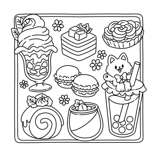 The Bumbleberry Hollows Coloring Book: Color Your Way Through Sweet Treats and Kawaii Characters