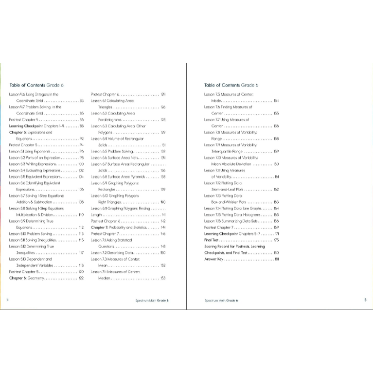Spectrum Math Workbook, Grade 6