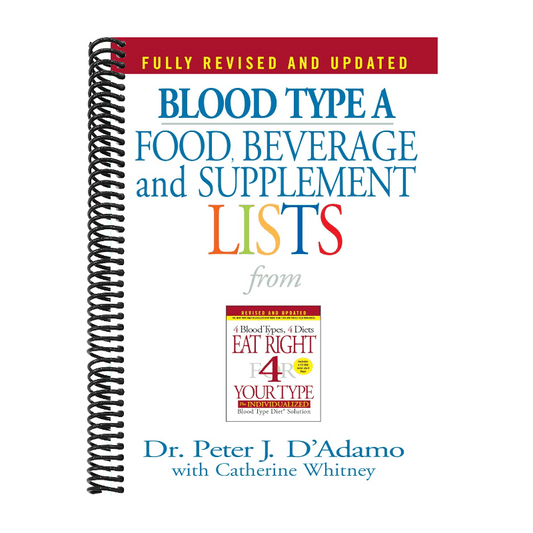 Blood Type a Food, Beverage and Supplement Lists (Eat Right 4 Your Type)