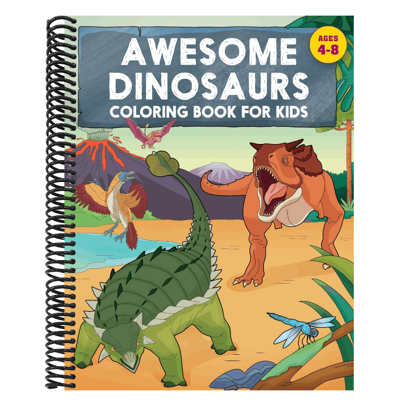 Awesome Dinosaurs Coloring Book for Kids: Ages 4-8