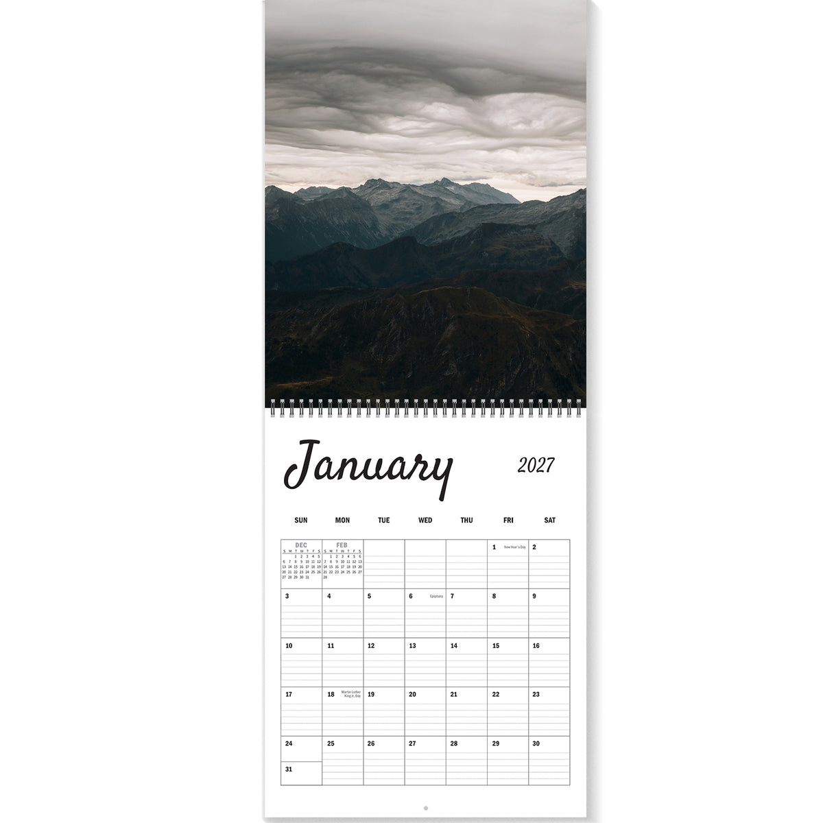 MUKAWA 2027 Mountain Wall Calendar, Four Seasons of Nature, 11.5" × 14.7"