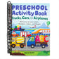Preschool Activity Book Trucks, Cars, and Airplanes: 80 Games to Learn Letters, Numbers, Colors, and Shapes (School Skills Activity Books) (Spiral Bound)