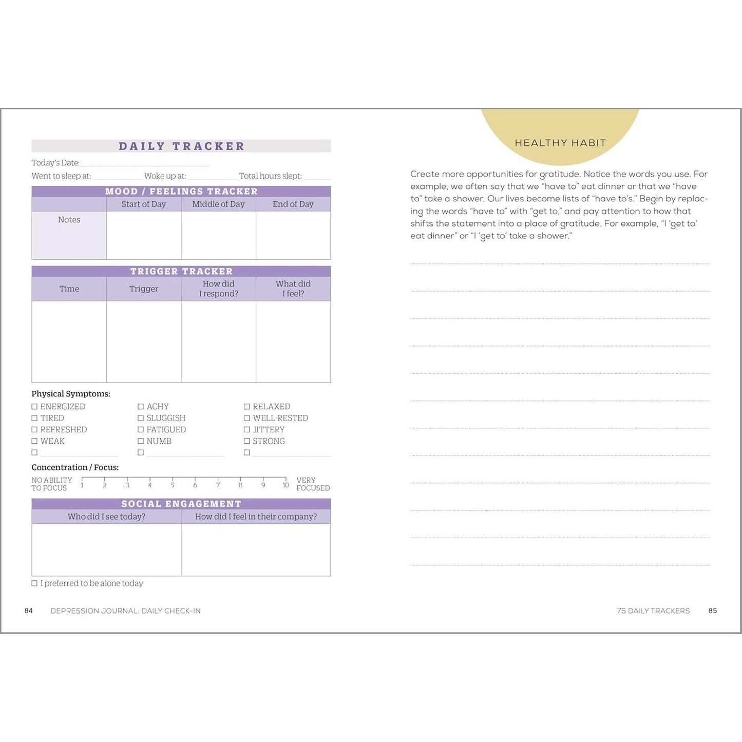 Depression Journal: Daily Check-In: 75 Days of Reflection Space to Track and Understand Your Symptoms
