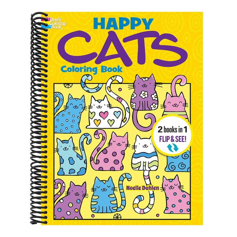 Happy Cats Coloring Book/Happy Cats Color by Number: 2 Books in 1/Flip and See!