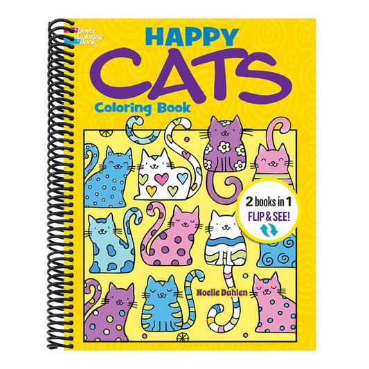 Happy Cats Coloring Book/Happy Cats Color by Number: 2 Books in 1/Flip and See!