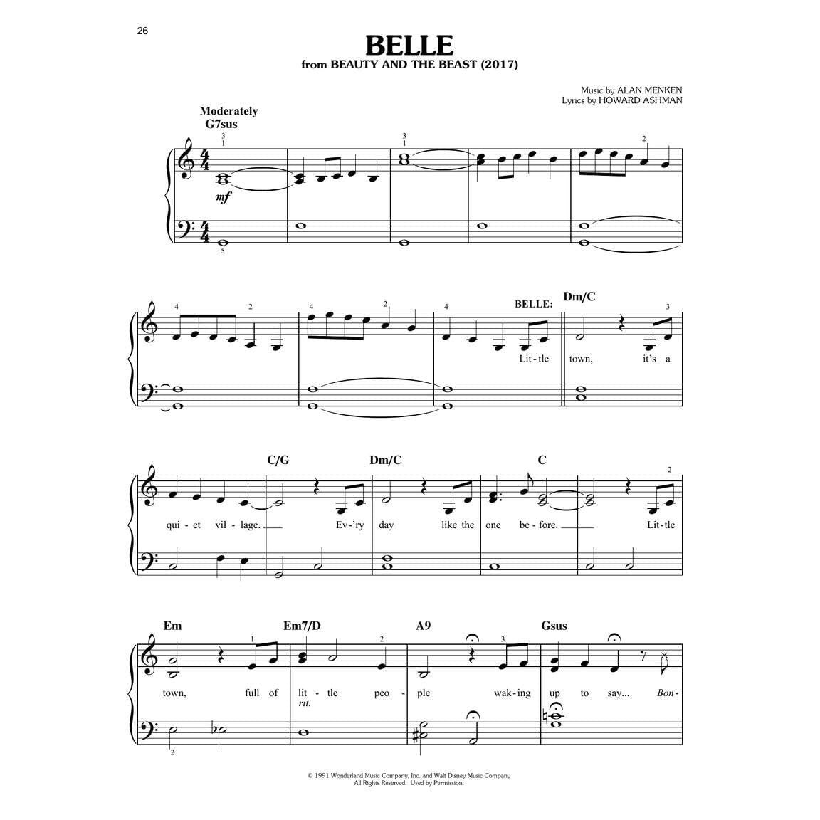 The 40 Most-Streamed Disney Songs: Easy Disney Piano Sheet Music Songbook for Beginners (Spiral Bound)
