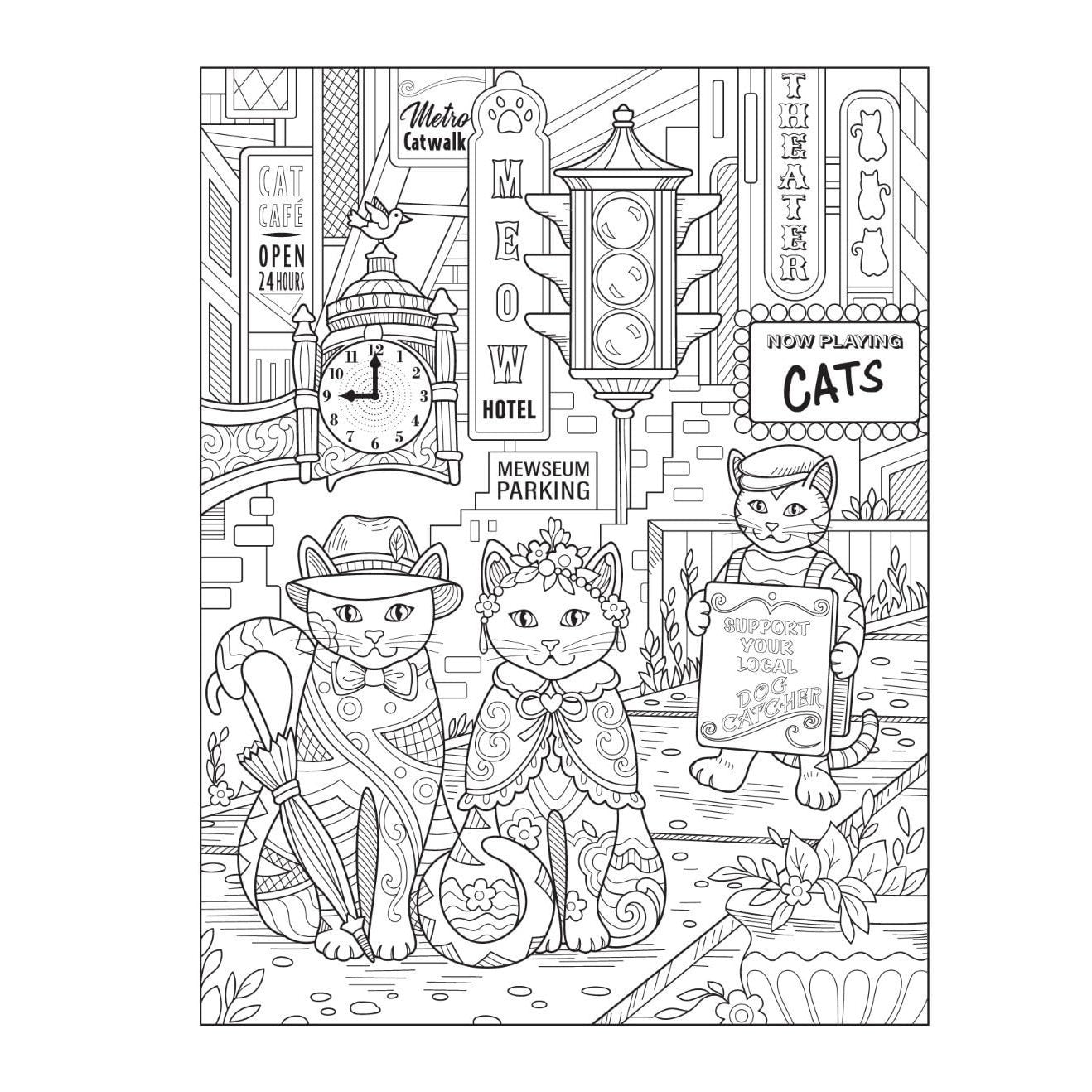 Creative Haven Country Cats & City Kitties Coloring Book