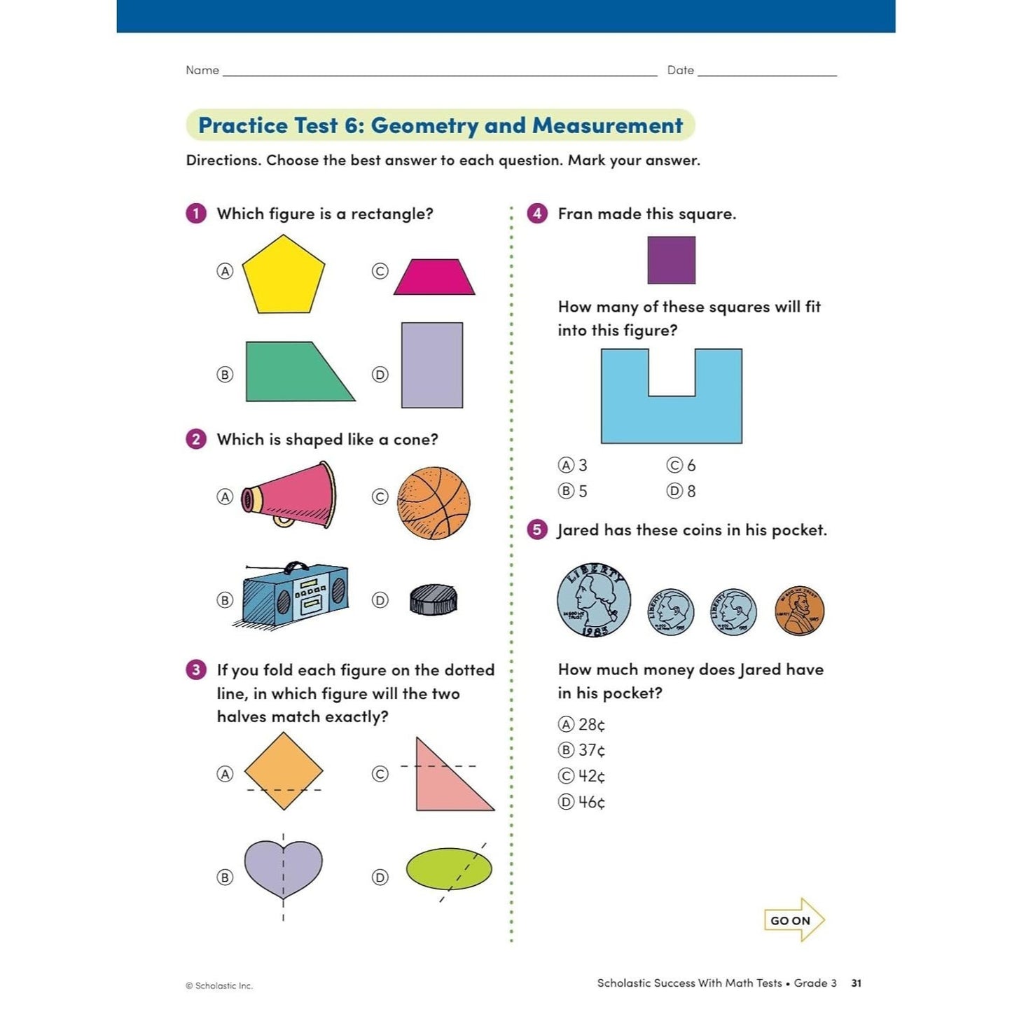 Scholastic Success with Math Tests Grade 3 Workbook