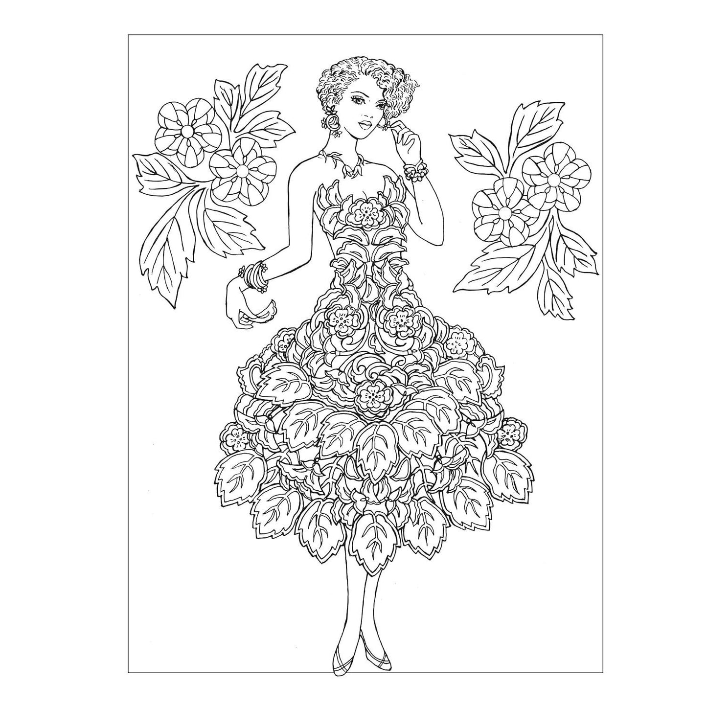 Creative Haven Enchanting Flower Fashions Coloring Book