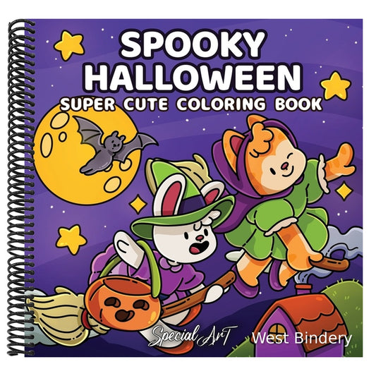 Spooky Halloween: Coloring Book for Adults and Teens Featuring Cute and Creepy Characters in Cozy Hygge Scenes for Relaxation