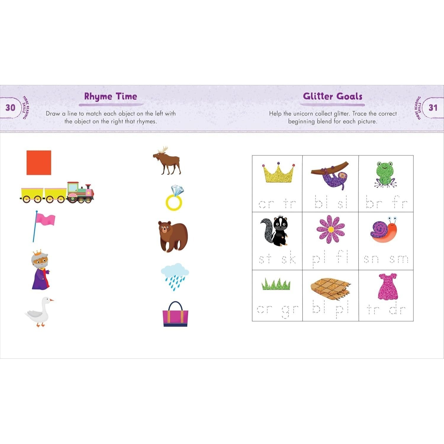 Kindergarten Activity Book Unicorns: 75 Games to Practice Early Reading, Writing, and Math Skills (School Skills Activity Books) (Spiral Bound)