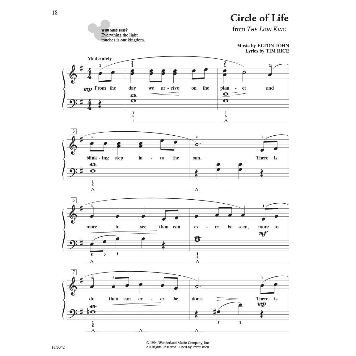 Chordtime Piano Disney Piano Sheet Music 10 Disney Songs from Moana, the Lion King, Beauty and the Beast & More Easy Arrangements for Level 2b Pianist