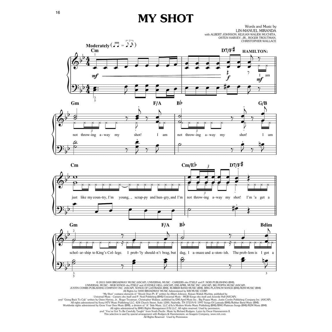 Hamilton - Easy Piano - Hamilton Musical Sheet Music for Piano with 9 Selections - Arranged for Beginners Piano Sheet Music Book