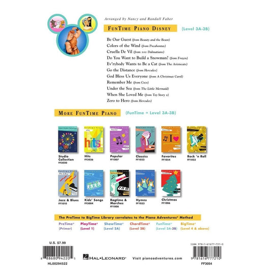 Funtime Piano Disney Piano Sheet Music 11 Classic & Modern Disney Songs for Level 3a-3b Arranged for Easy Learning Includes Beauty and the Beast, Froz