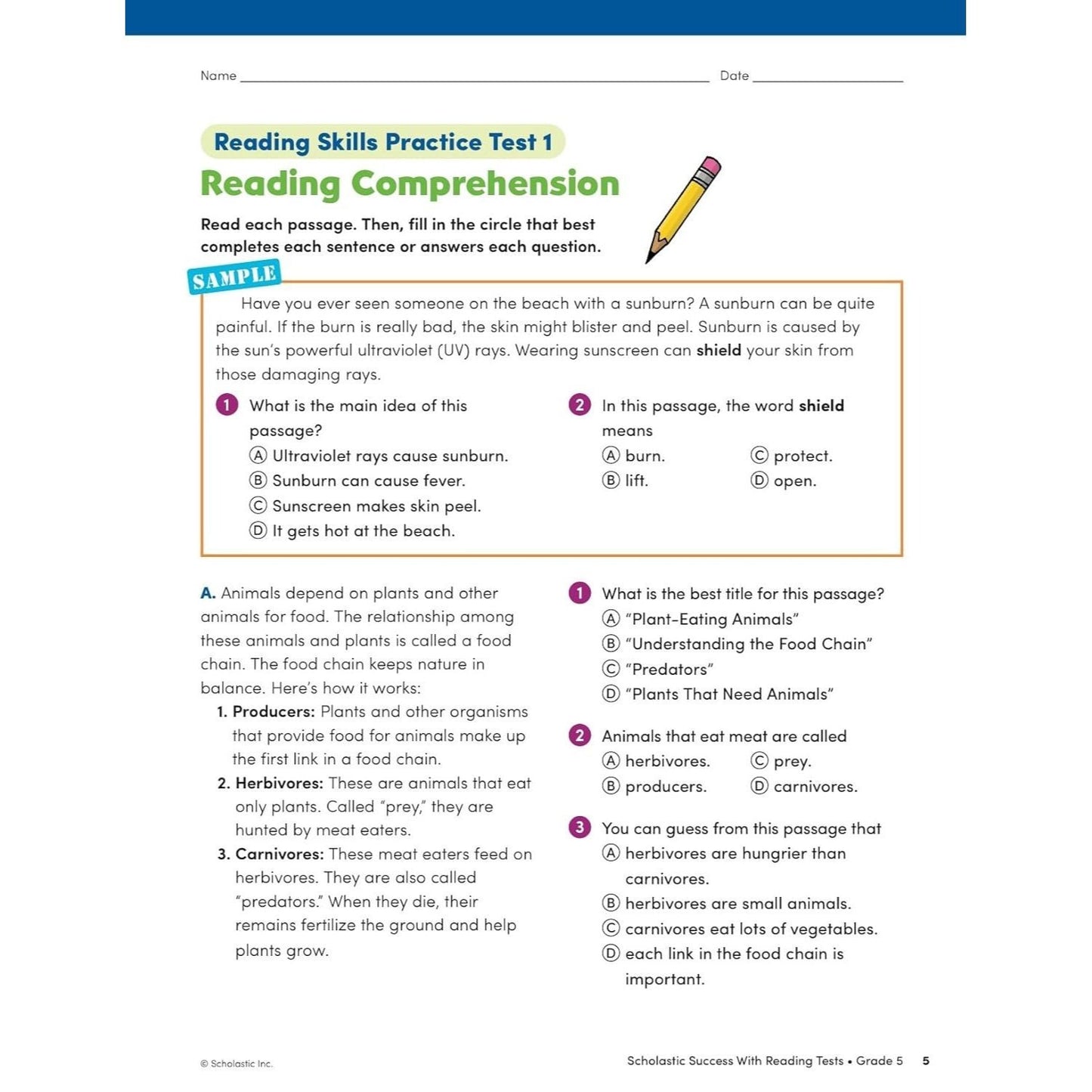 Scholastic Success with Reading Tests Grade 5 Workbook