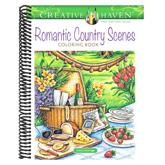 Creative Haven Romantic Country Scenes Coloring Book (Spiral Bound)