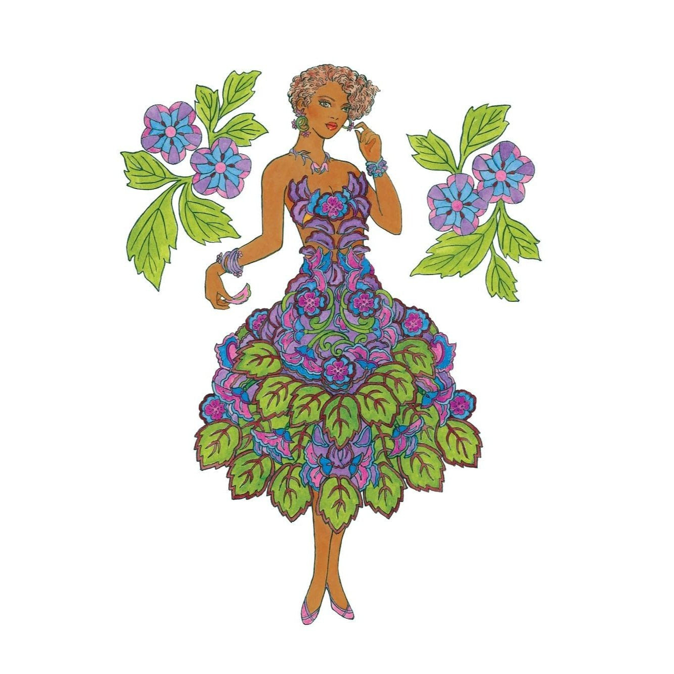 Creative Haven Enchanting Flower Fashions Coloring Book