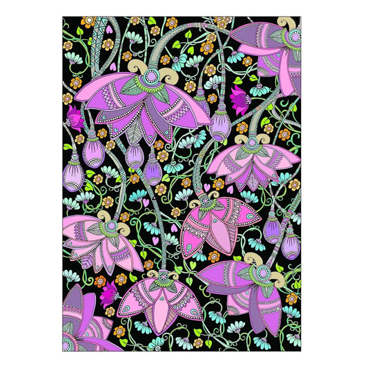 Creative Haven Midnight Garden Coloring Book: Heart & Flower Designs on a Dramatic Black Background