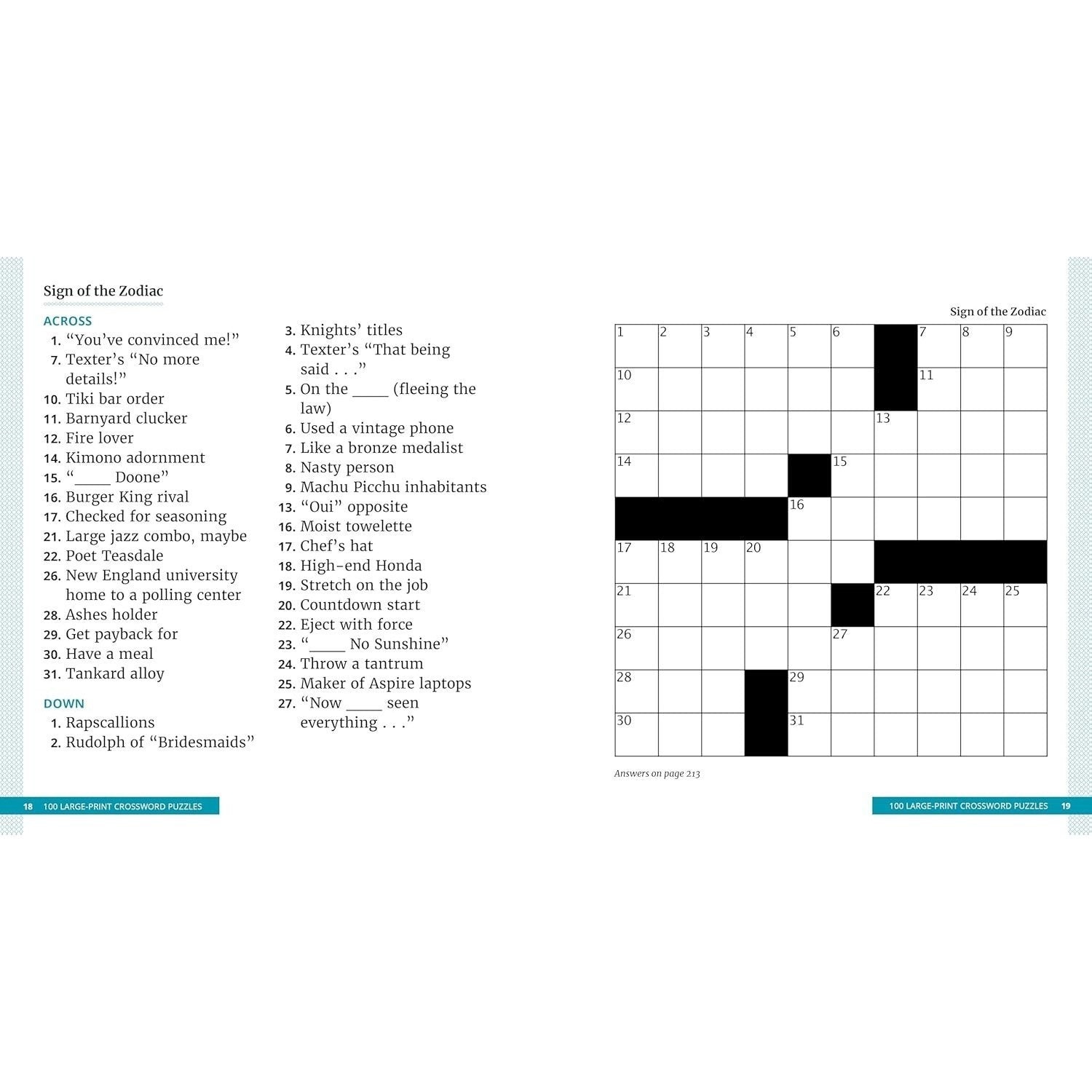 100 Large-Print Crossword Puzzles: Easy Puzzles to Entertain Your Brain (Spiral Bound)
