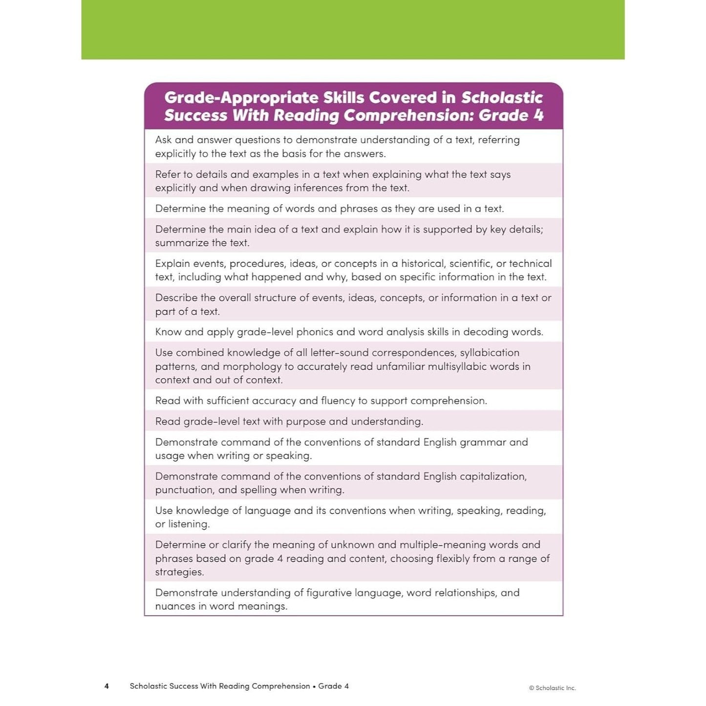 Scholastic Success with Reading Comprehension Grade 4 Workbook