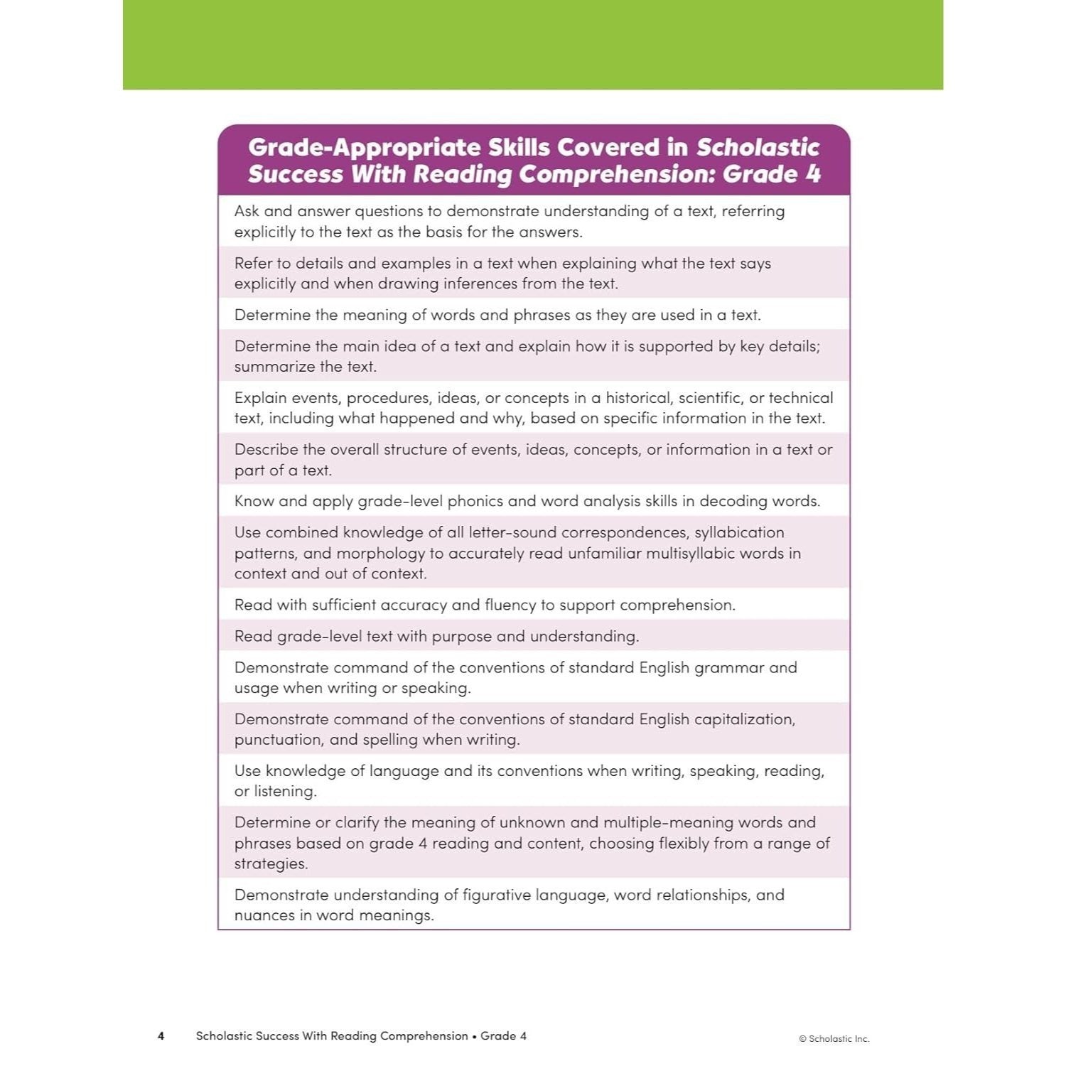 Scholastic Success with Reading Comprehension Grade 4 Workbook